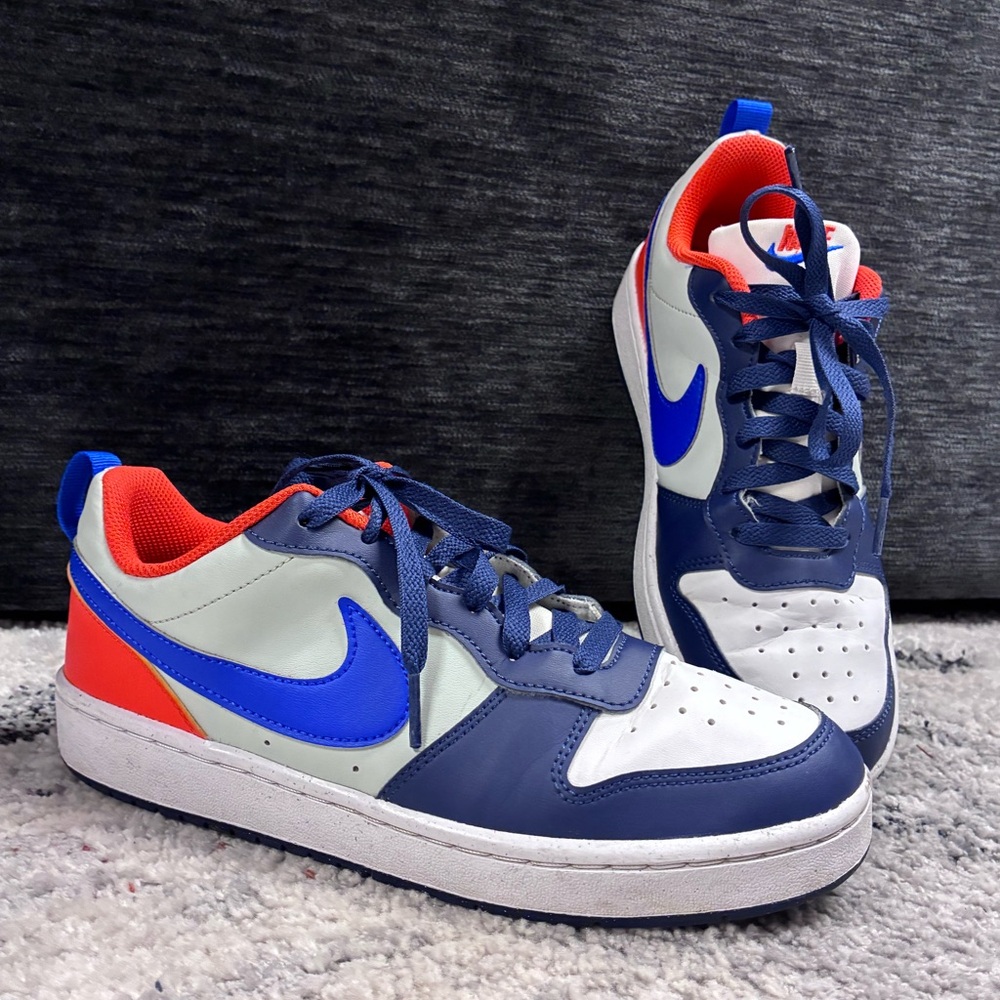 Sz. 7Y “Big Boys”Nike Court Borough Navy / Orange Light Silver Hyper Royal - Picture 11 of 15